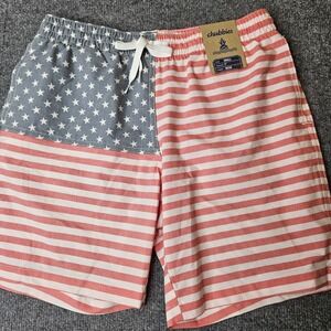 NWT Chubbies Men's Swim Trunks Size Small Flag Patriotic USA 7" Inseam Lined